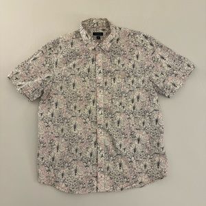 Pink White Floral Club Room SS XL Men’s Button Up Shirt Short Sleeve Extra Large
